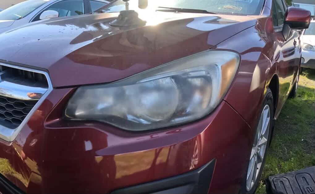 Before headlight restoration